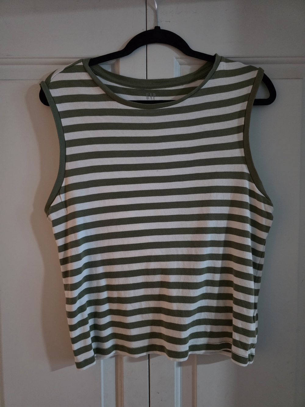 GAP Olive & White Striped Sleeveless Tank